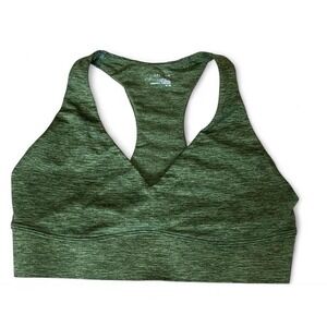 Aerie OFFLINE Heathered Green Racerback Sports Bra Medium Yoga Gym Athleisure